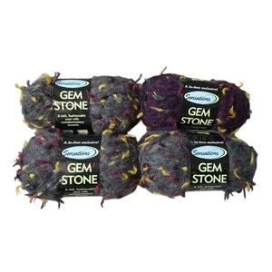 Sensations Gem Stone Yarn Four Skeins (3 Gray 1 Purple) 3.5 oz Mohair Blend NWT